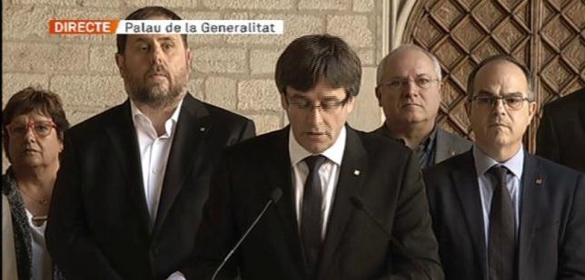 Declaració institucional de Carles Puigdemont aquest migdia