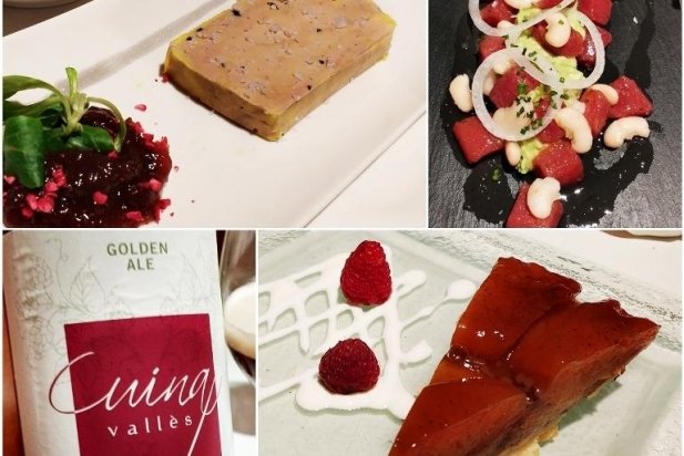 Foie, tartar de tonyina amb mongetes, tarta tatin i cervesa artesana de Cuina Vallès_617x412