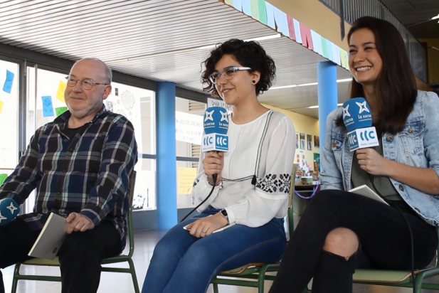 Anton Carbonell, Txell Garcia i Carla Martínez durant l'entrevista_617x412