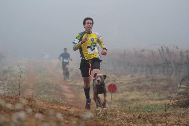 Marc Gallego i la seva companya al canicross Oller del Mas a Manresa_617x412