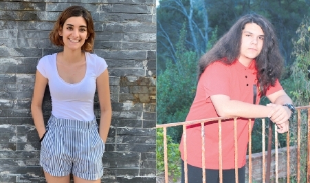 A l’esquerra, Anna Sánchez, de l’Institut Castellar, i a la dreta, l’alumne del Puig de la Creu Oriol Gorrea