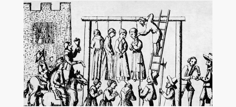Una reproducció de l’època amb una execució de bruixes.
