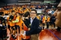 El president Francesc Gallardo durant la final a quatre de la Copa Catalunya a Manresa.