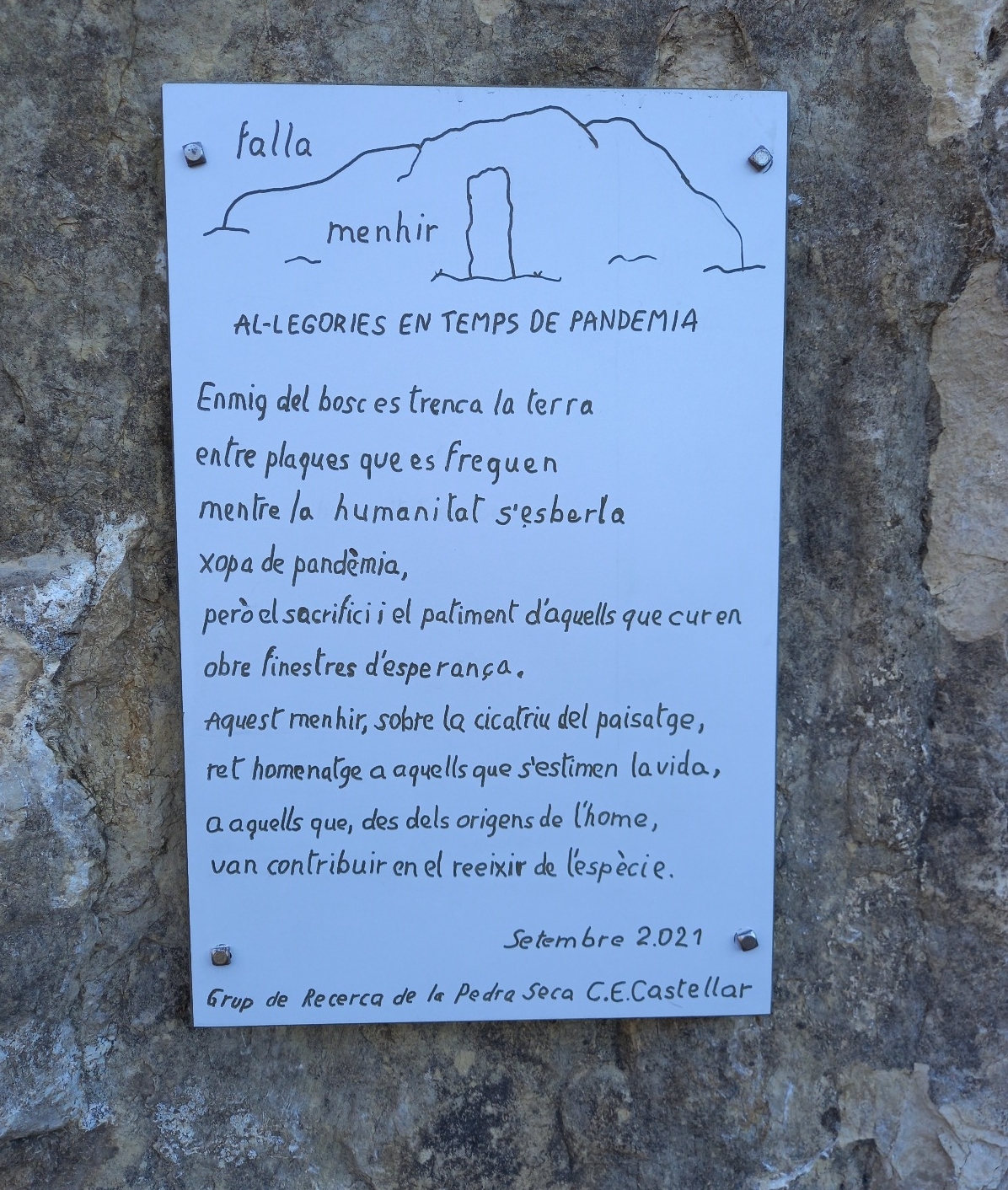 Poema que Jesús Gómez ha dedicat al menhir. ||CEC