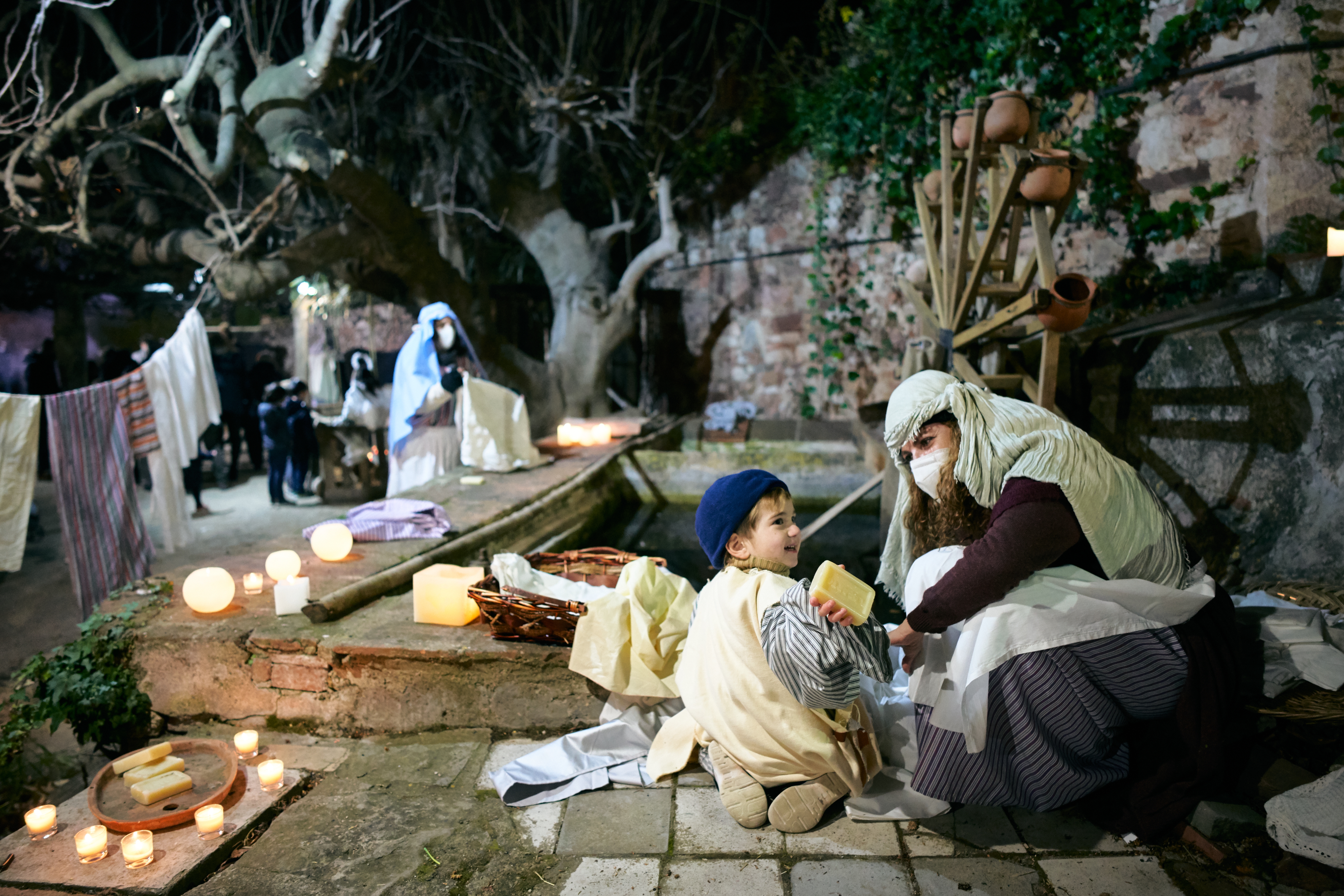 Escena de les rentadores al Pessebre Vivent 2021. || Q. PASCUAL