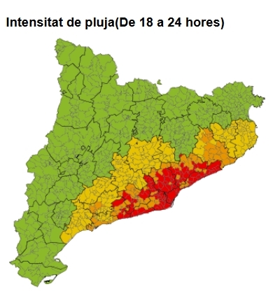 Mapa del risc de pluja per aquest divendres - CECAT