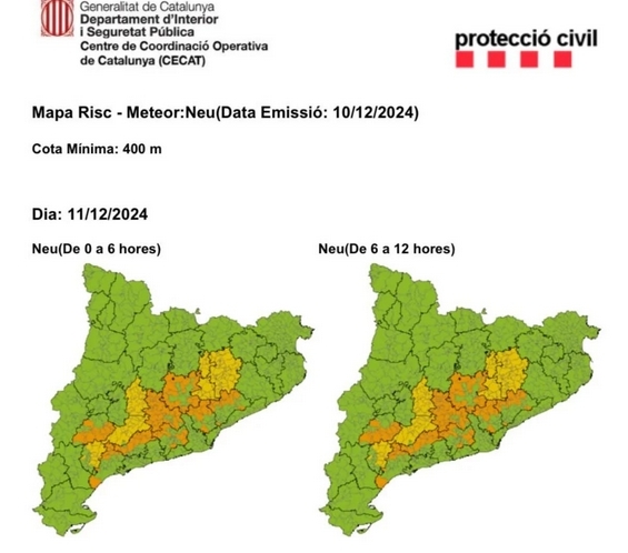 La cota de neu se situarà als 400 metres - METEOCAT