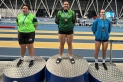 Laia Ribera (centre) va ser la millor llançadora de Catalunya a la Pista Coberta de Sabadell. || cedida