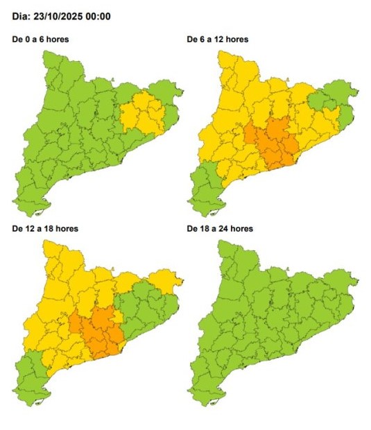 Mapa de previsió d'afectació per les ventades