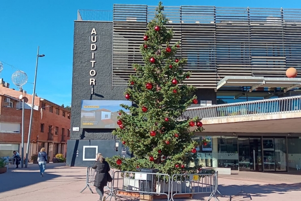 L'arbre de Nadal de la plaça del Mercat ja està a punt per a l'encesa de llums