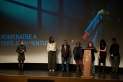 Acte central de l'homenatge a Pere Joan Ventura amb familiars, autoritats i membres del cineclub, divendres passat. ||Q. P.