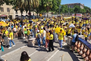 Una imatge d'una manifestació de docents de la setmana passada