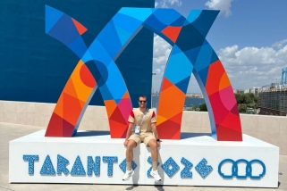 El preparador físic castellarenc, Oriol Juliana, durant l’estada a Taranto, Itàlia.