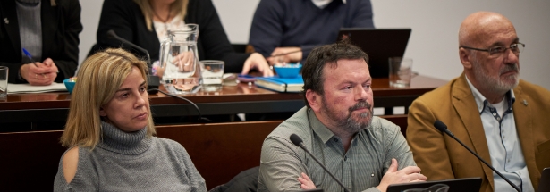 Ola Arpal, Lluís López i Joan Juni, els tres regidors de  Junts per Castellar, en un ple municipal de fa uns mesos || Q. Pascual