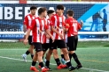 Els jugadors celebren un dels gols enfront del Molletense.