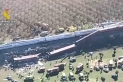 Imatge aèria d'un dron de la Guàrdia Civl de la zona de l'accident ferroviari
